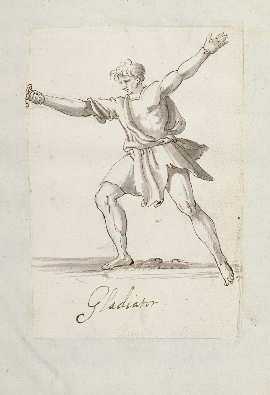 Gladiator (penna och bläck på papper) av Inigo Jones