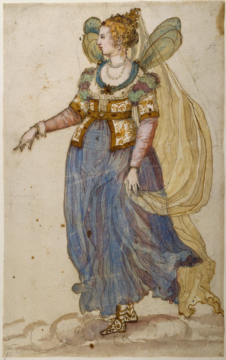 Lady masquer (akvarell på papper) av Inigo Jones