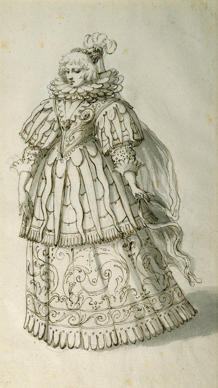 Masquer, ca 1638 (penna och bläck på papper) av Inigo Jones