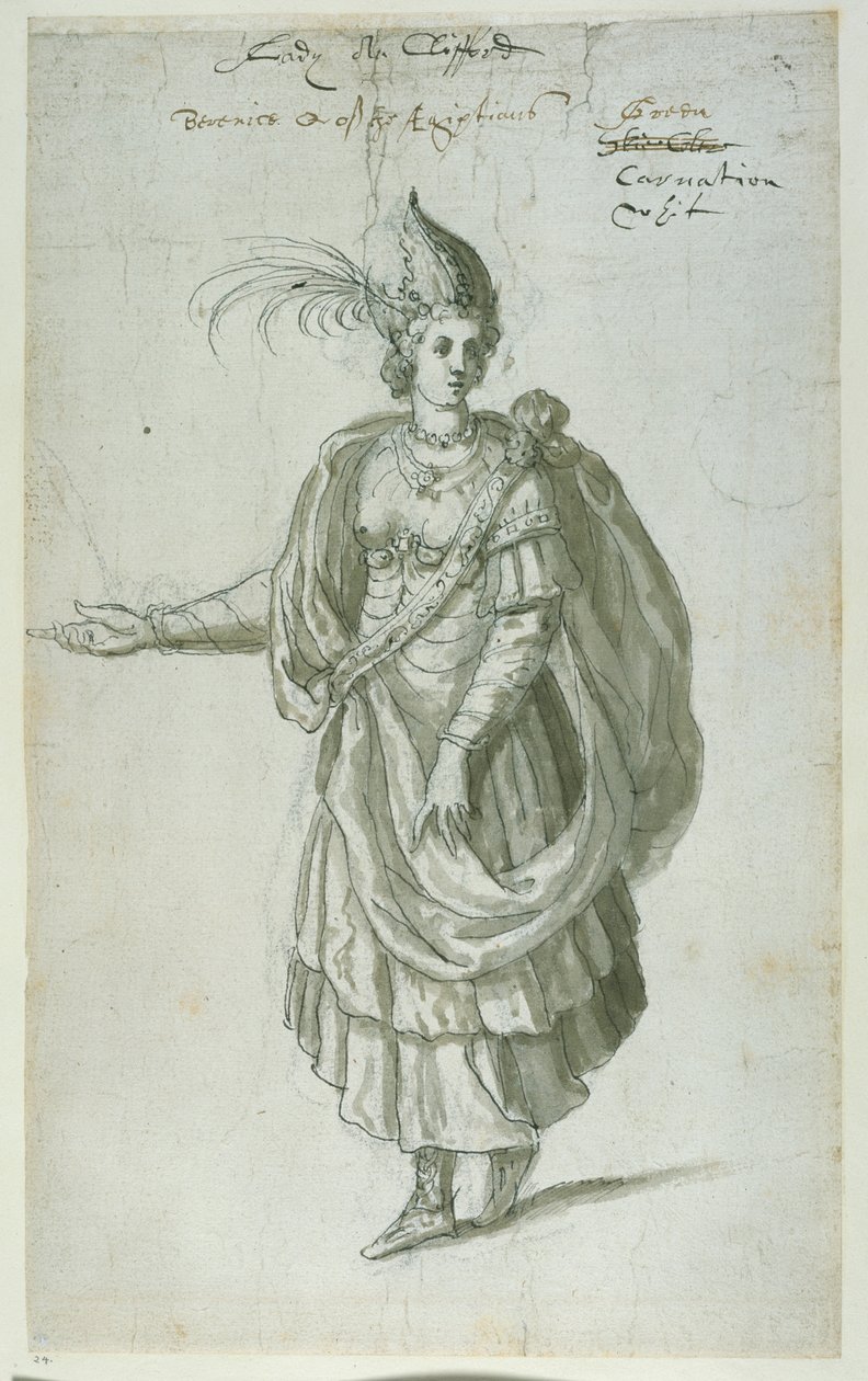 Drottning Berenice av Egypten (penna och bläck på papper) av Inigo Jones