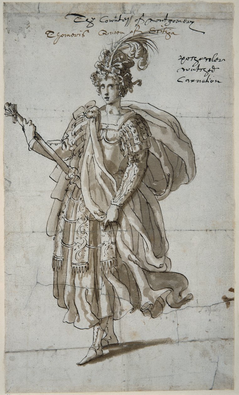 Queen Tomyris of the Massagetai, ca 1609 (penna och bläck på papper) av Inigo Jones