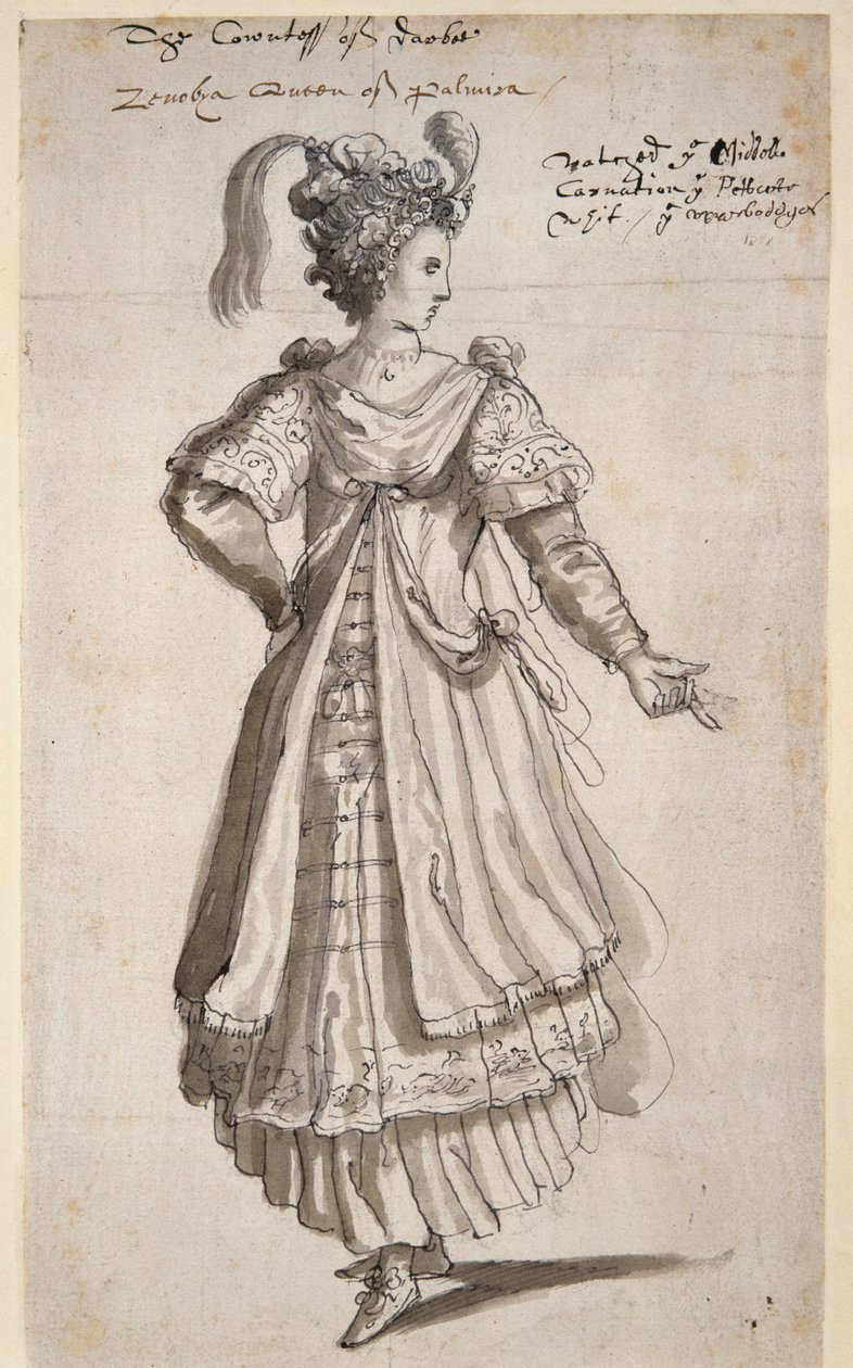Queen Zenobia, ca 1609 (penna och bläck på papper) av Inigo Jones