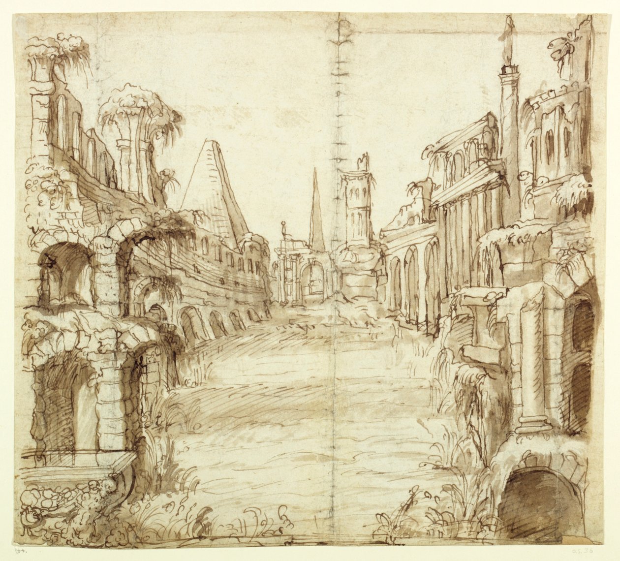 The Fallen House of Chivalry, ca 1610 (penna och bläck på papper) av Inigo Jones