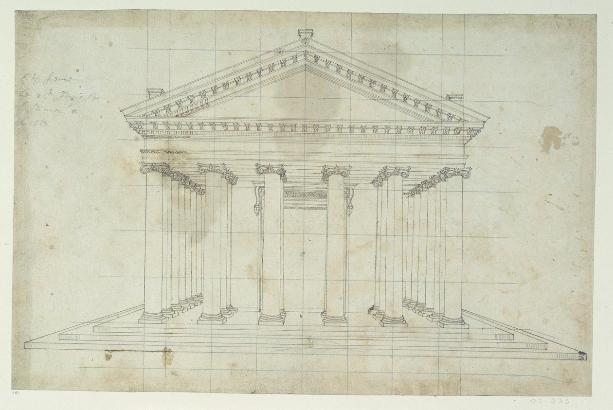 The Second Temple of Diana, c.1635 (penna och bläck på papper) av Inigo Jones