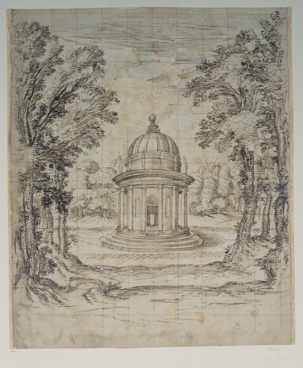 Apollontemplet (penna och bläck på papper) av Inigo Jones