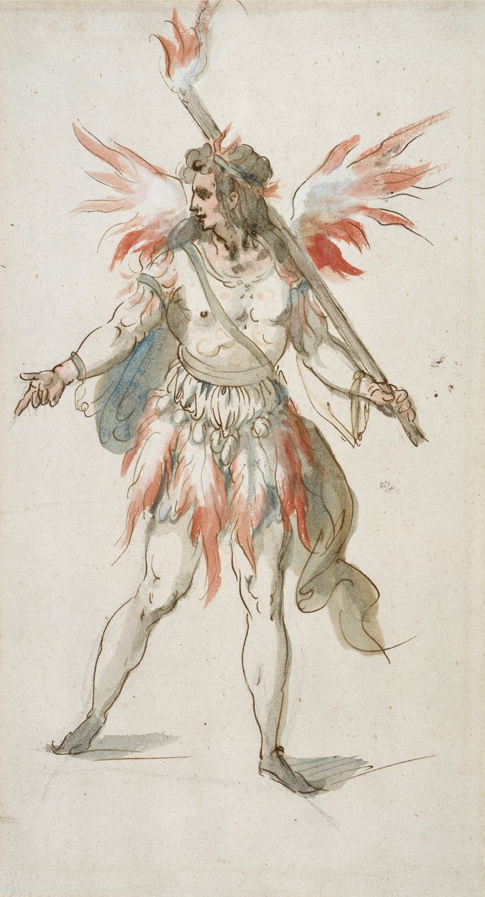 Fackelbärare: en eldig ande (akvarell på papper) av Inigo Jones
