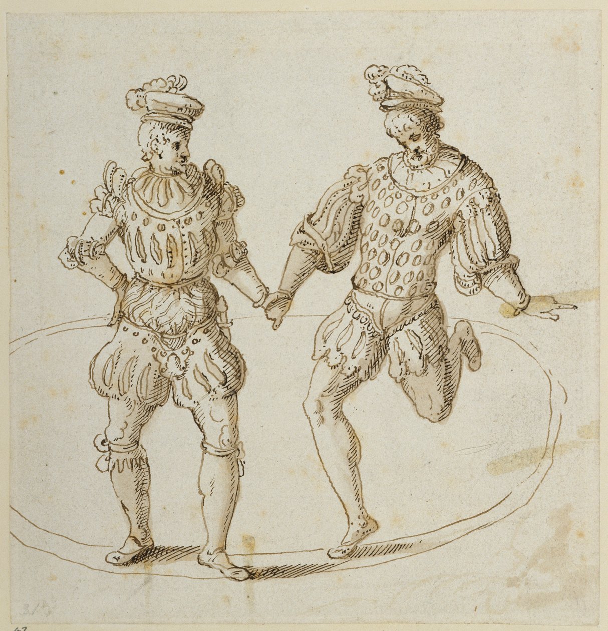 Walesiska dansare (penna och bläck på papper) av Inigo Jones