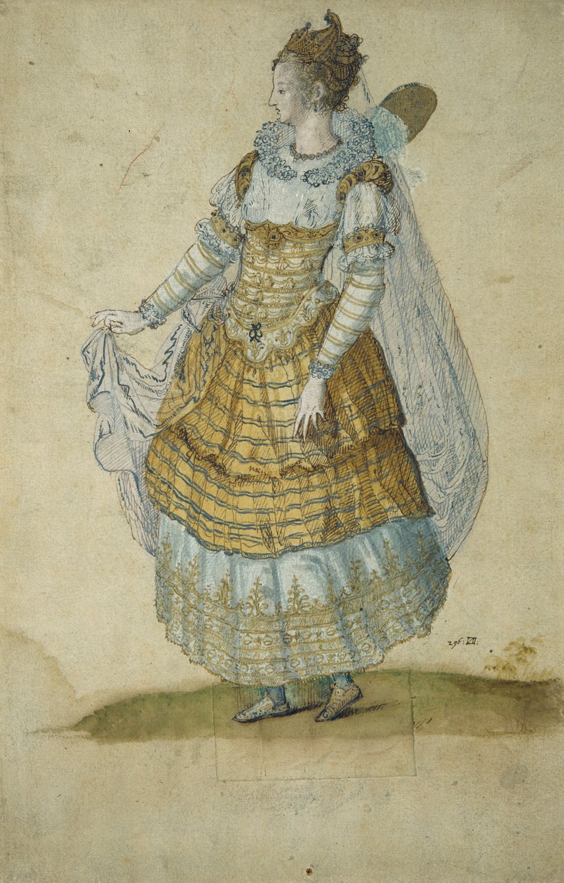 Bevingad mask (akvarell på papper) av Inigo Jones