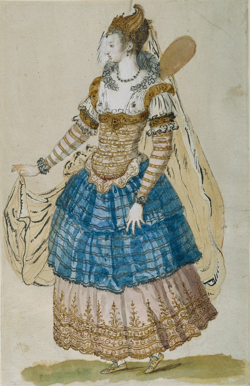 Bevingad mask (akvarell på papper) av Inigo Jones