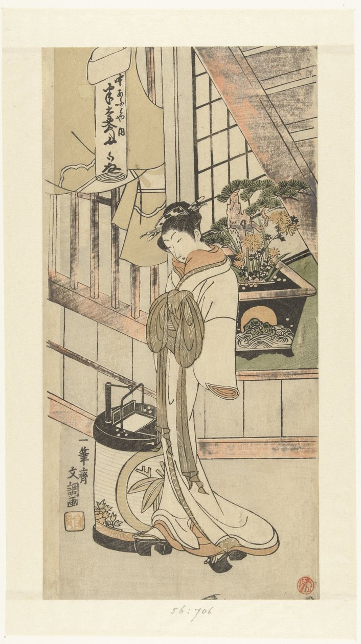 Kurtisan Handayu från Naka-omi-huset av Ippitsusai Bunchō