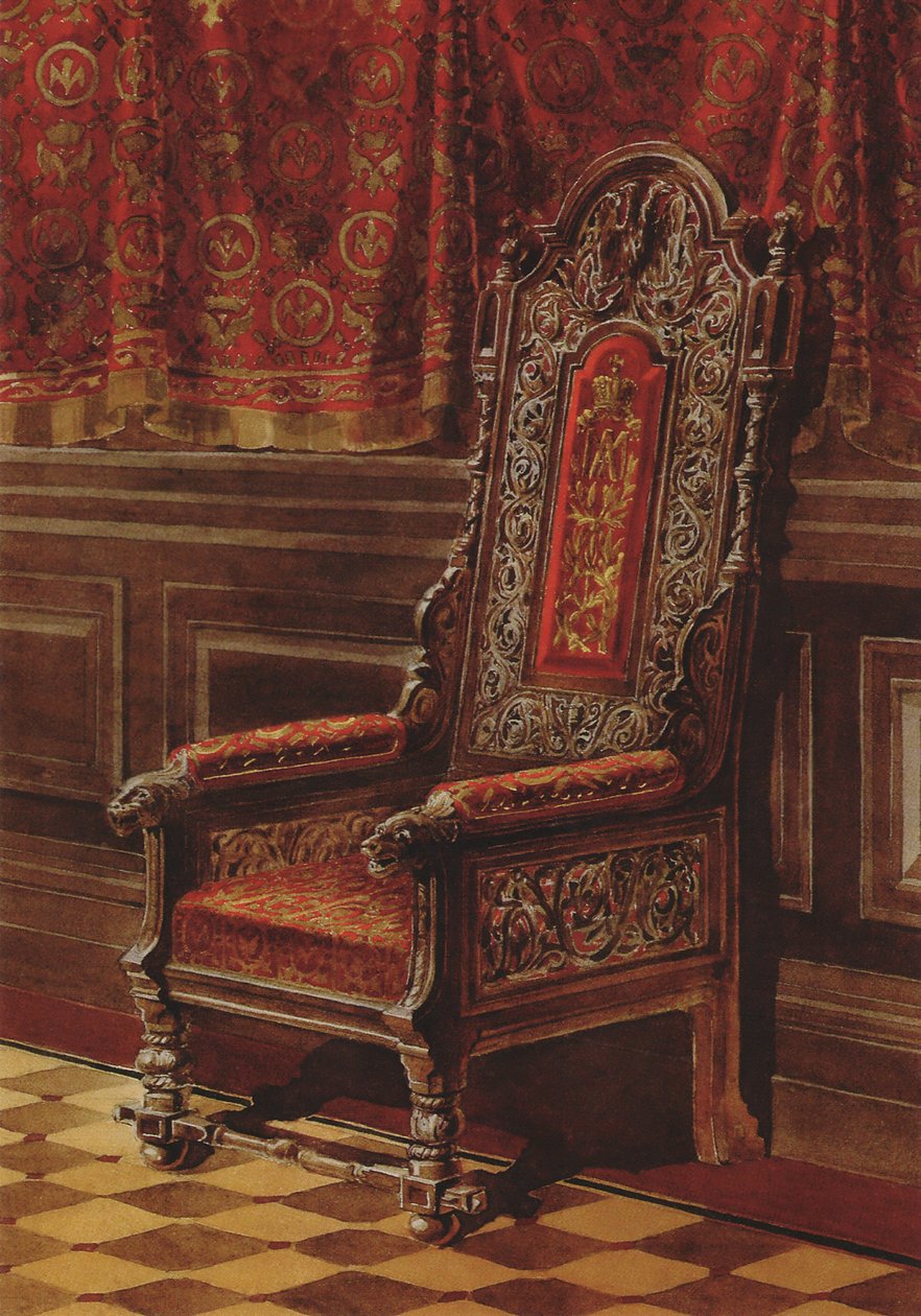  The design of an armchair for the living room arranged in the medieval style in the Anichkov Palacen:          n av Ippolit Monighetti