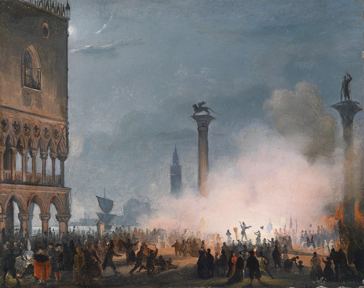 Venedig, Piazzetta på natten av Ippolito Caffi