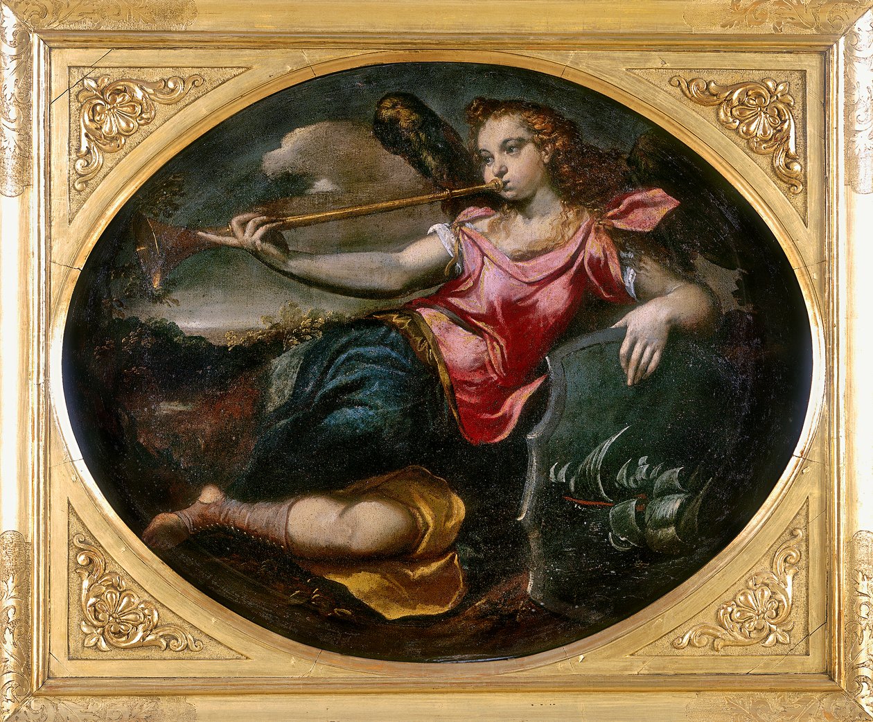 Fame, verk av Ippolito Scarsella, även känd som lo Scarsellino, konserverat på Galleria Estense i Modena av Ippolito Scarsella