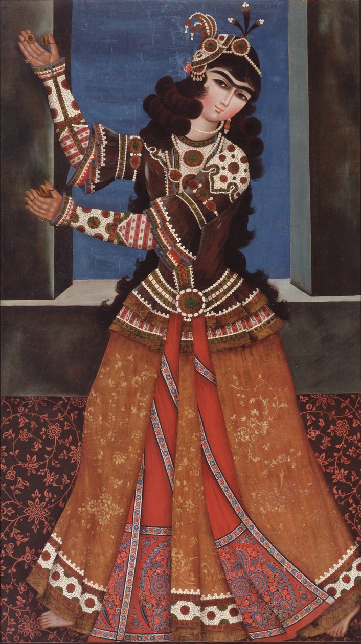 Dansande flicka med kastanjetter, tidigt 1800-tal. av Iranian Master