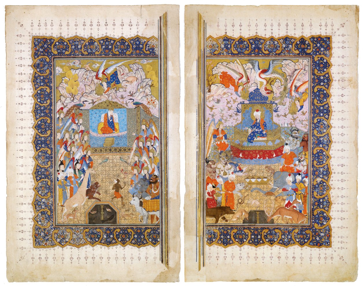 Drottningen av Saba och kung Salomo Manuskriptbelysning från det episka Shahname av Ferdowsi av Iranian Master