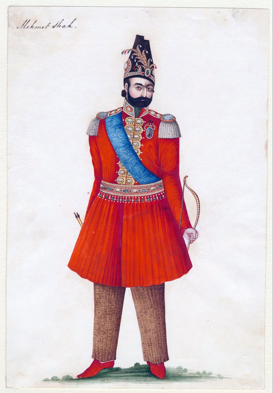 Mohammad Shah Qajar (1808-1848), kung av Persien - iransk mästare - 1835 - Gouache på papper - 24,2x16,5 - Privat samling av Iranian School