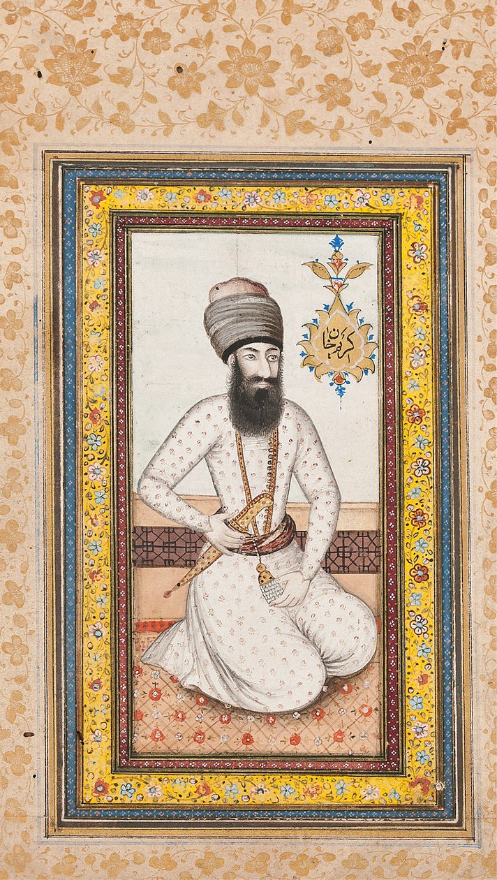 Porträtt av Karim Khan Zand, en av ett par med Nadir Shah, Qajar Iran av Iranian School