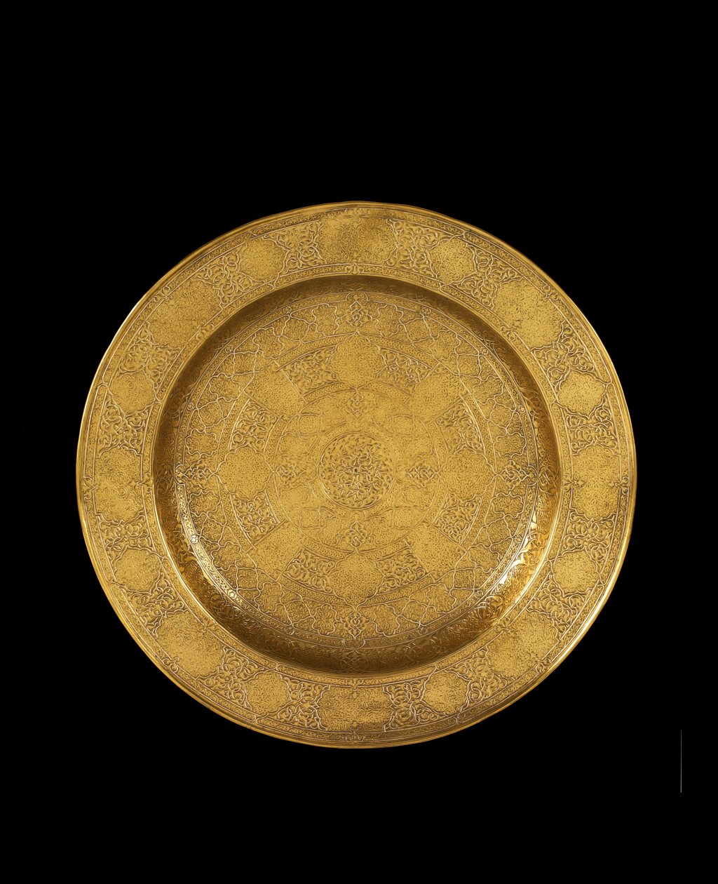 Fat av graverad mässing med silverinläggning och senare förgyllning, 1575-99 av Iranian School