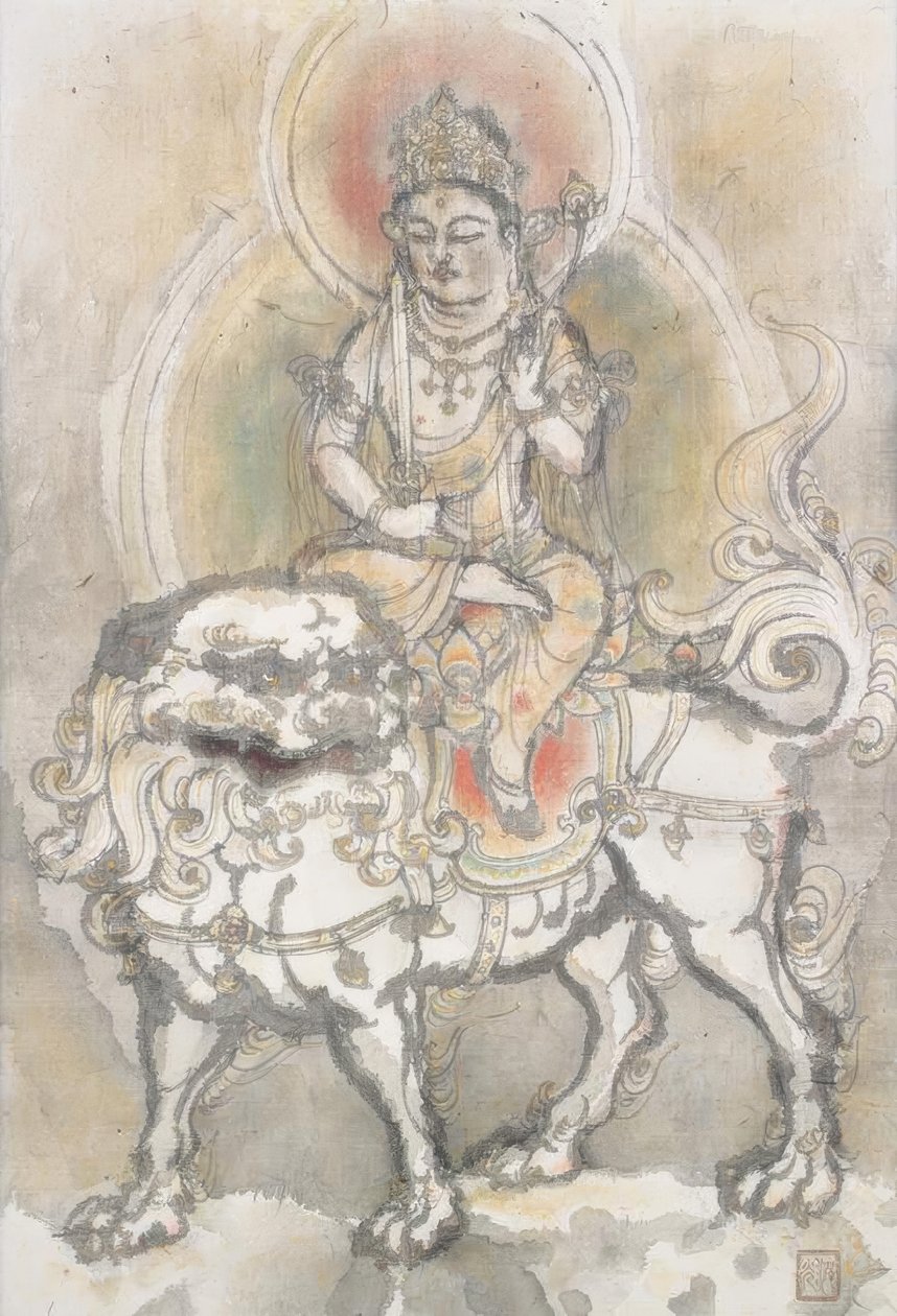 Irie Hako, Manjushri sitter på ett lejon av Irie Hako