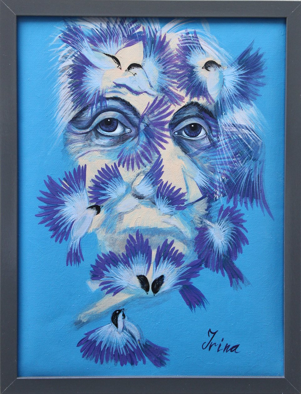 Albert Einstein och Chickadees, 2015 av Irina Corduban