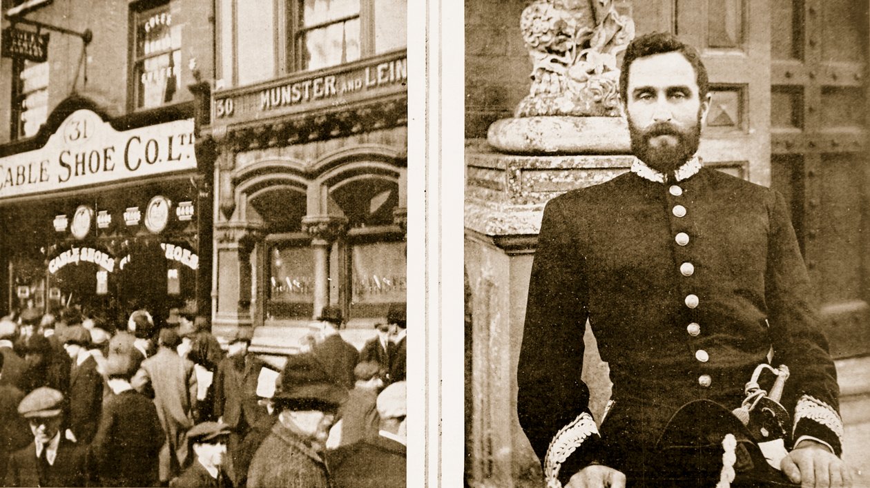 Plundrad av en Dublin Mob: A Boot-shop in Sackville Street, and Anstigator of Irish Rebellion with German Aid: Sir Roger Casement, från The Illustrated War News, 1916 av Irish Photographer