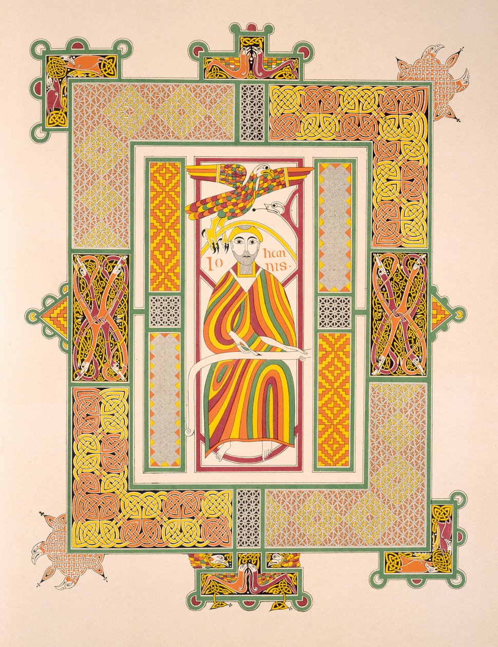 Saint John the Evangelist, från en faksimilkopia av Evangelierna från Mac Regol, publicerad av Day & Son av Irish School