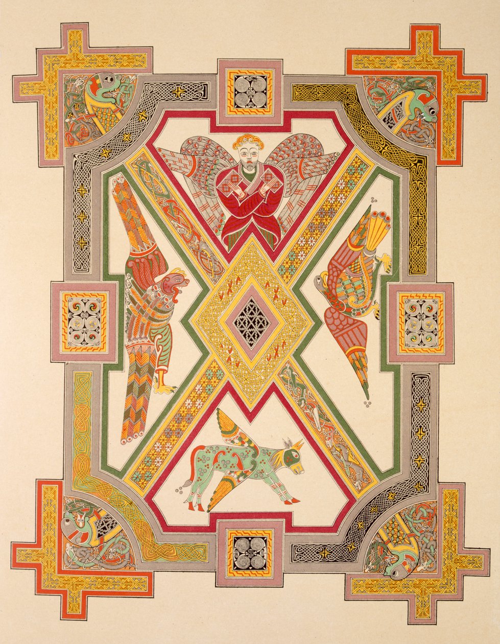 De fyra evangelisterna, från en faksimilkopia av Book of Kells, pub. av Day & Son av Irish School