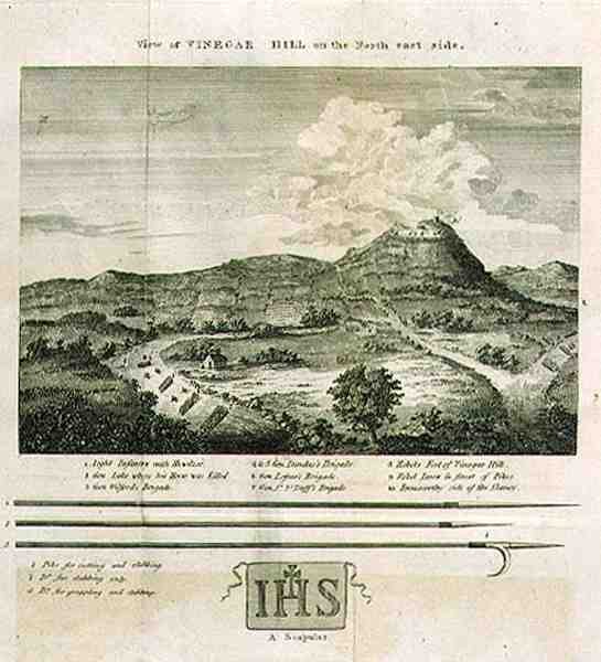 Utsikt över Vinegar Hill på North East Side, tallrik från "Memoirs of the Different Rebellions in Ireland" av Sir Richard Musgrave av Irish School
