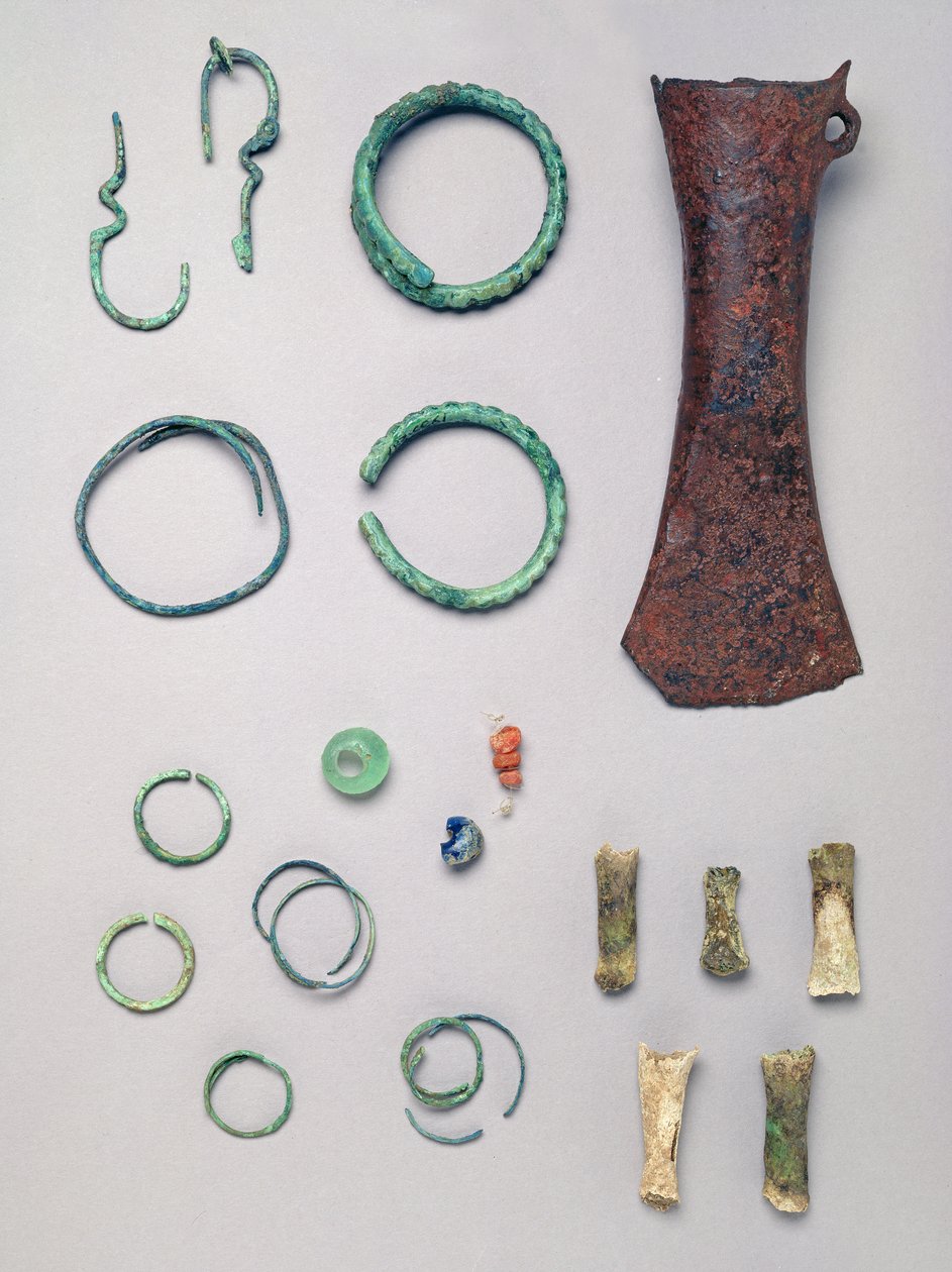 Innehållet i ett barns grav, från Barrow II, Grav I i Vace av Iron Age