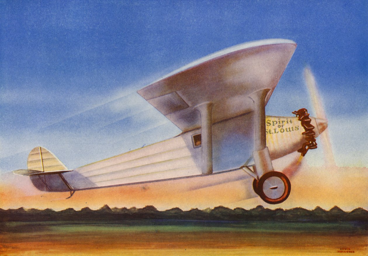 Ryan Monoplane, Spirit of St Louis (färglitografi) av Irvin L. Holcombe