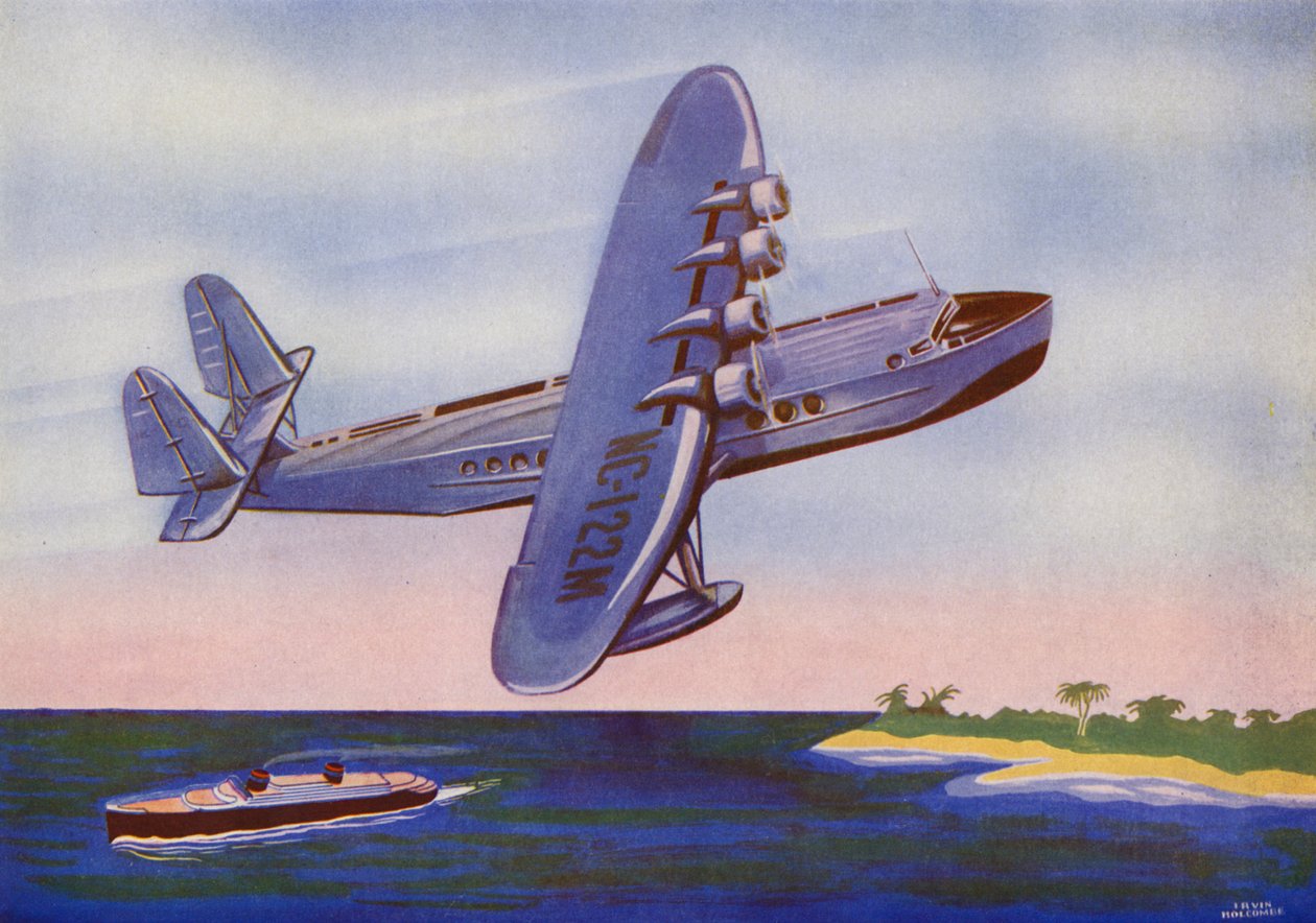 Sikorsky S-42, Bermuda Clipper (färglitografi) av Irvin L. Holcombe