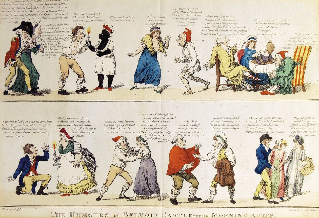 Karikatyr som skildrar den femte hertigen av Rutlands utsvävande fest för att bli myndig, 1799. av Isaac Cruikshank