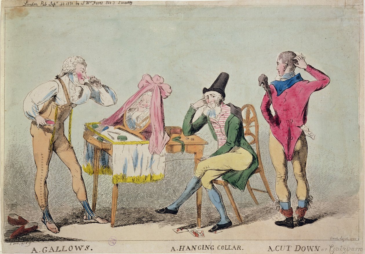 Karikatyr av de franska aristokratiska emigranterna i England under revolutionen, 1791 av Isaac Cruikshank