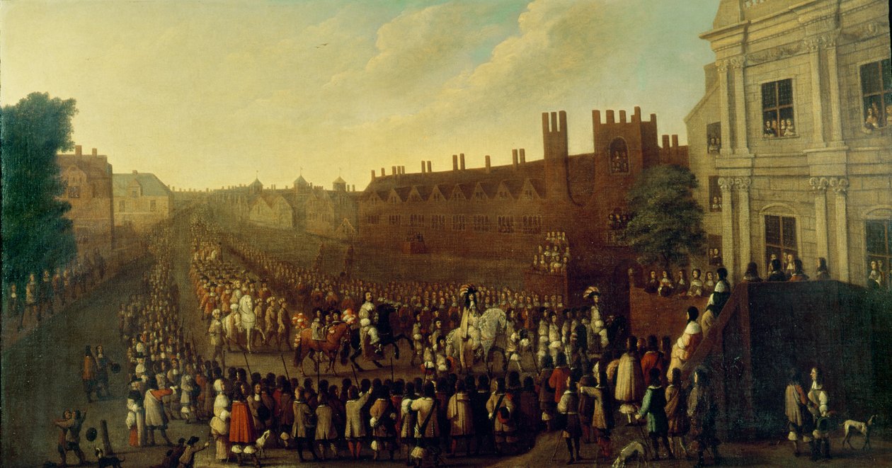 Restaureringen av Charles II (1630-85) i Whitehall den 29 maj 1660, ca 1660 av Isaac Fuller