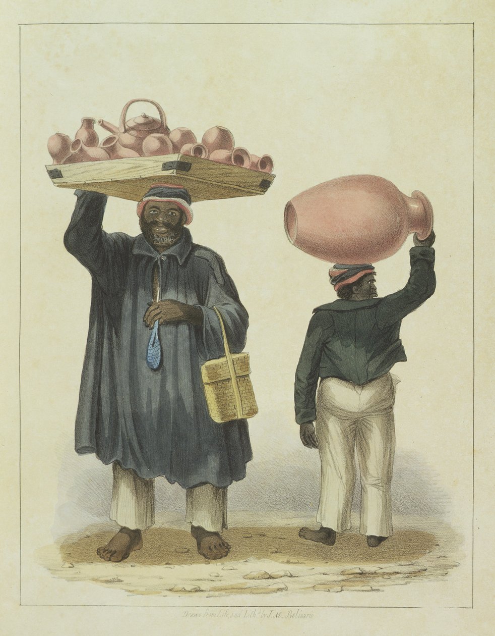 Säljare med vattenkanna, platta 9 från "Sketches of Character...", 1838 av Isaac Mendes Belisario