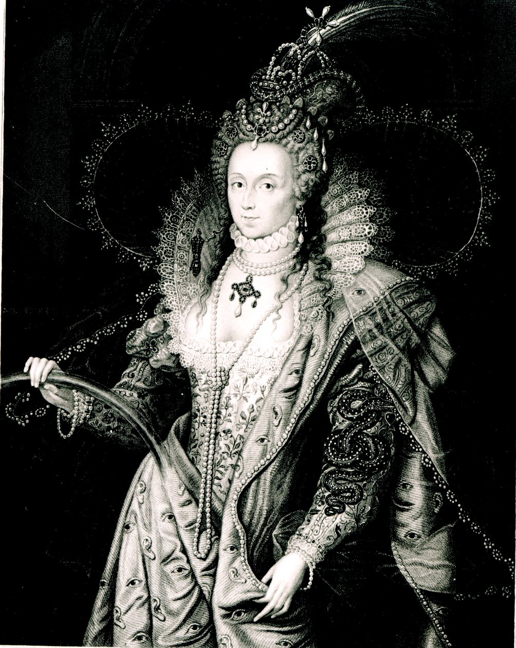 Elizabeth I tecknad av W.Derby och graverad av T.A.Dean av Isaac Oliver