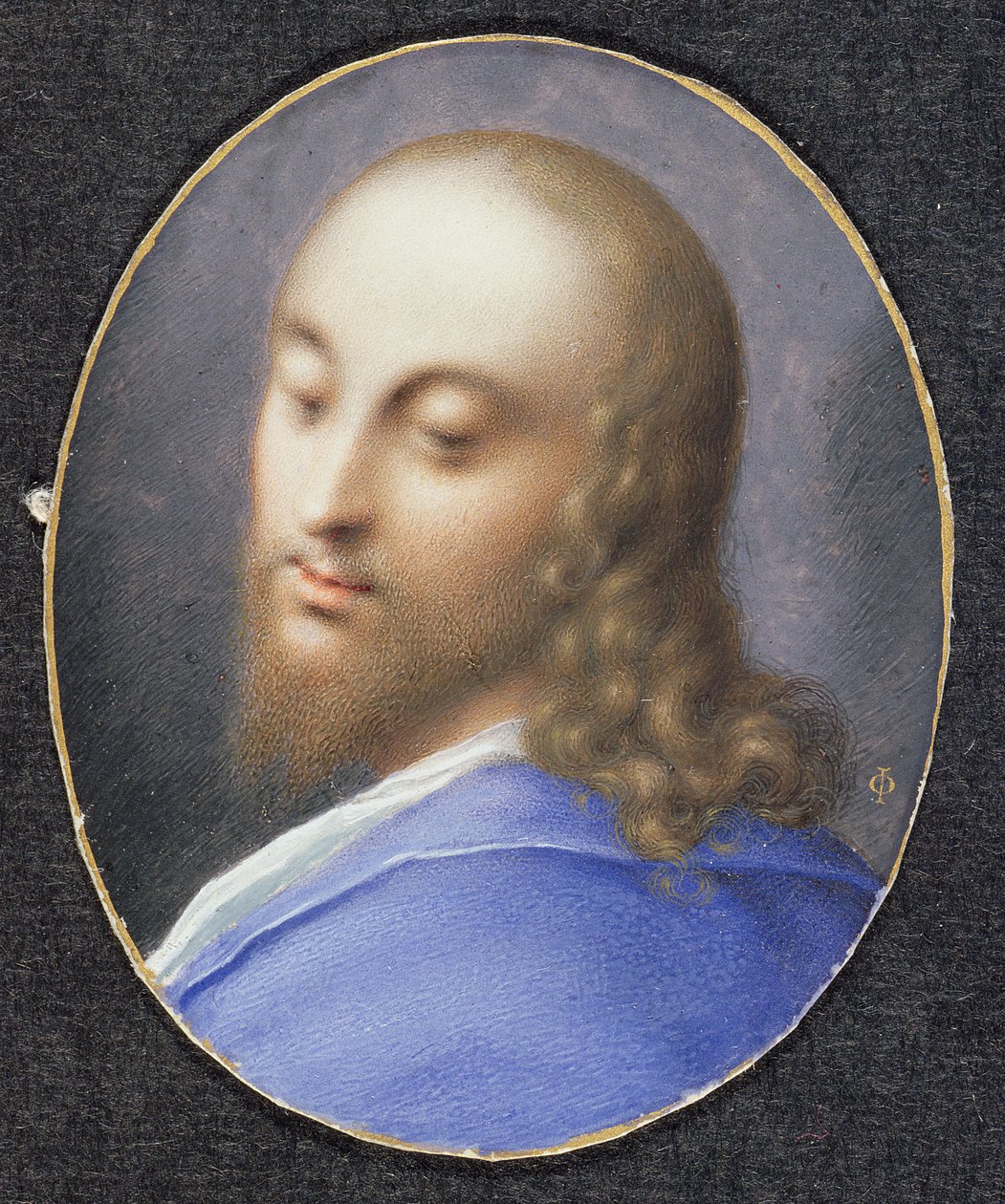 Jesus Kristus, ca 1610 (wc på veläng på kort) av Isaac Oliver