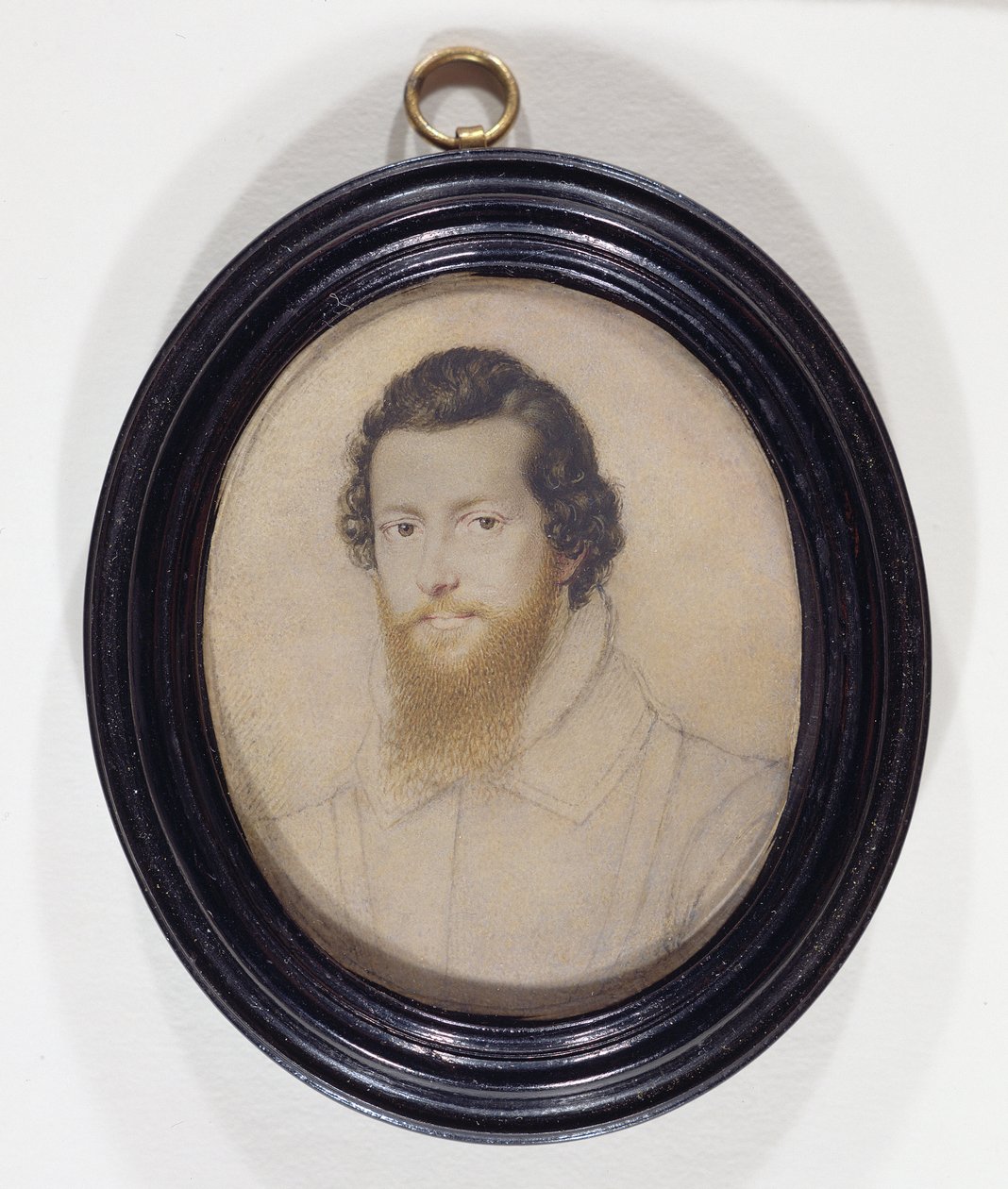 Robert Devereux, 2:e jarl av Essex, K.G. (1566-1601) (gouache och bläck på veläng på kortet) av Isaac Oliver