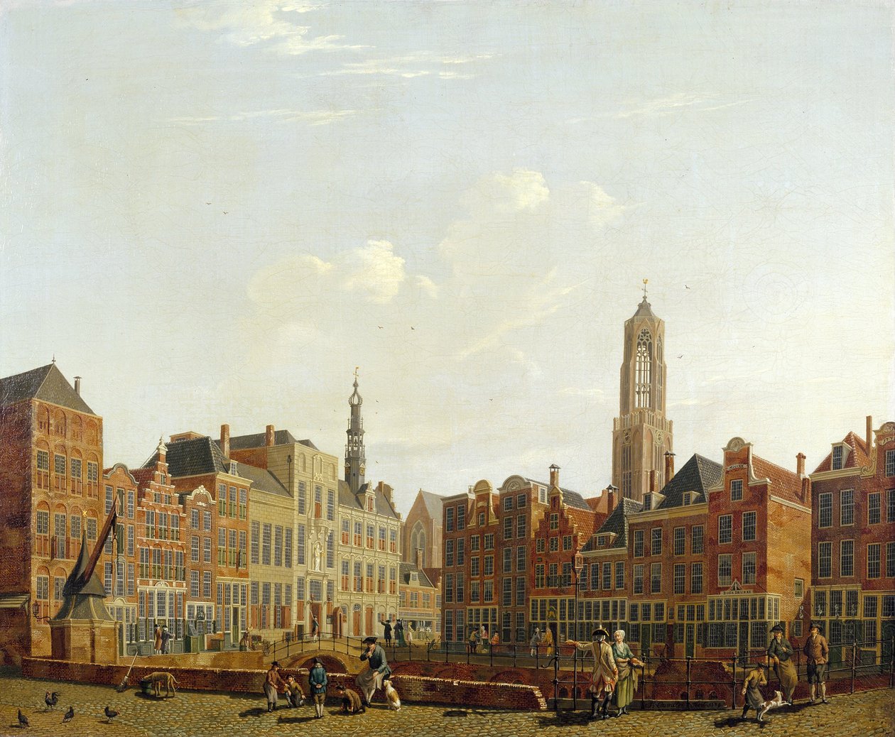 Utrechts rådhusbron med omgivning av Isaac Ouwater
