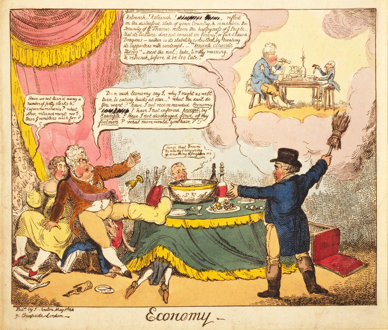 Ekonomi, 1816 (handfärgad gravyr) av Isaac Robert Cruikshank