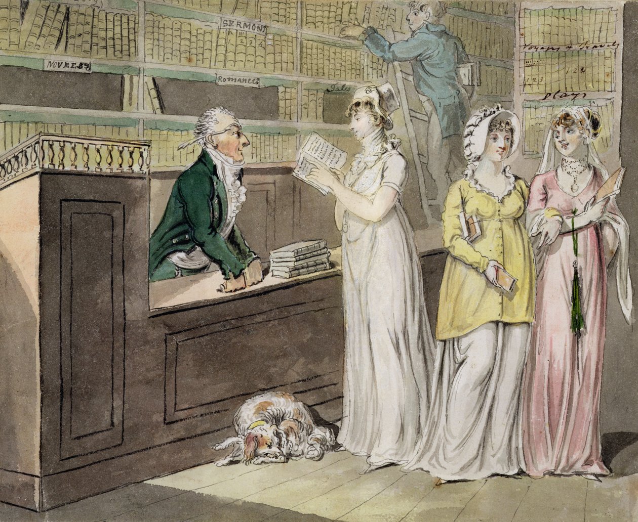 The Circulating Library (penna och bläck och wc och tvätta på vävt papper) av Isaac Robert Cruikshank