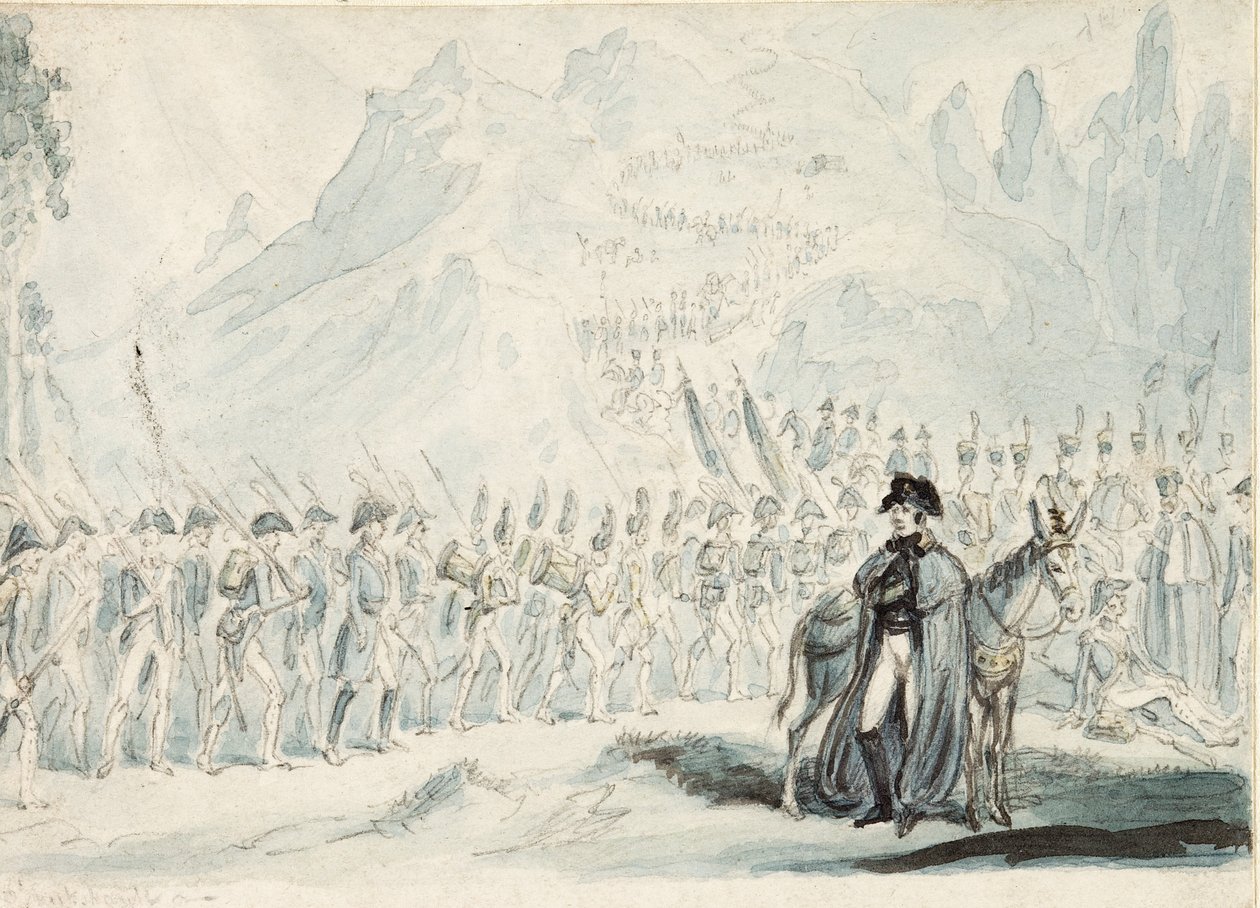 Wellington i Pyrenéerna med sin mula av Isaac Robert Cruikshank