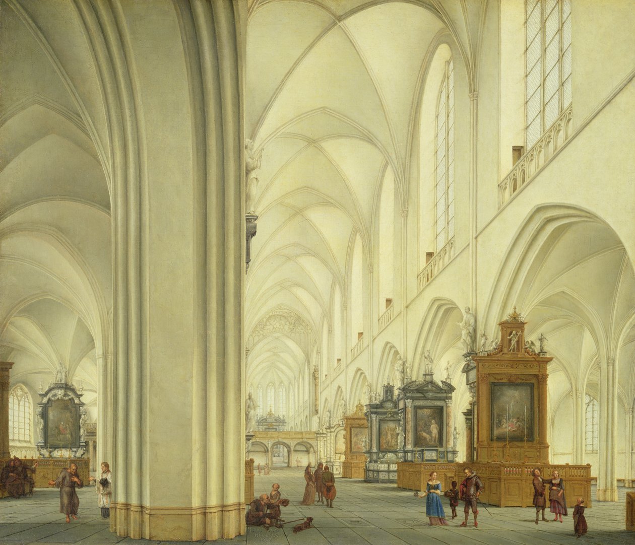 Interiör av Antwerpens katedral, c.1668 av Isaac van Nickele