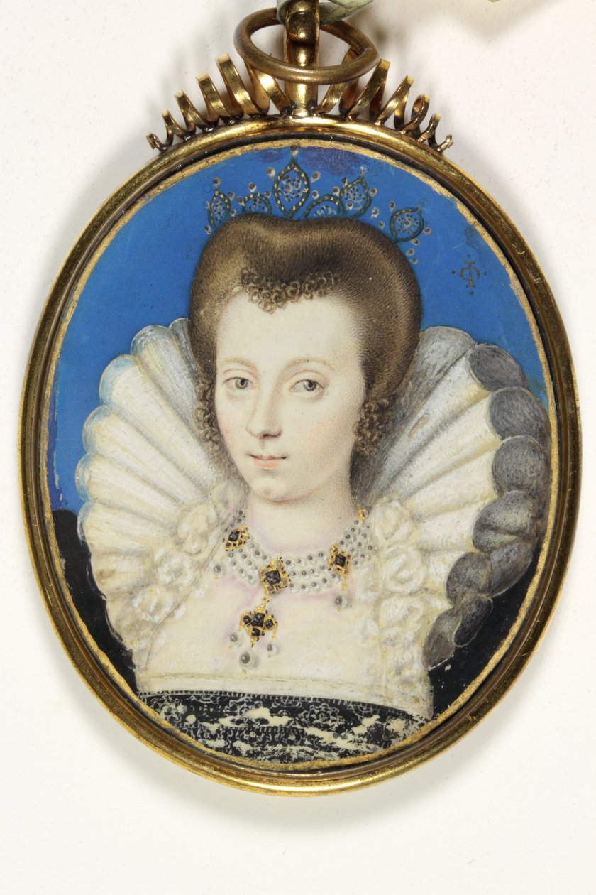 En dam traditionellt identifierad som Elizabeth Brygge, Lady Kennedy (akvarell på veläng) av Isaac (attr. to) Oliver