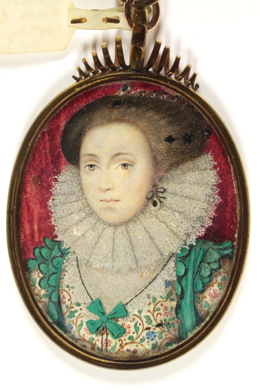 En dam som traditionellt identifieras som fru Holland, Lady Cope (akvarell på veläng) av Isaac (attr. to) Oliver