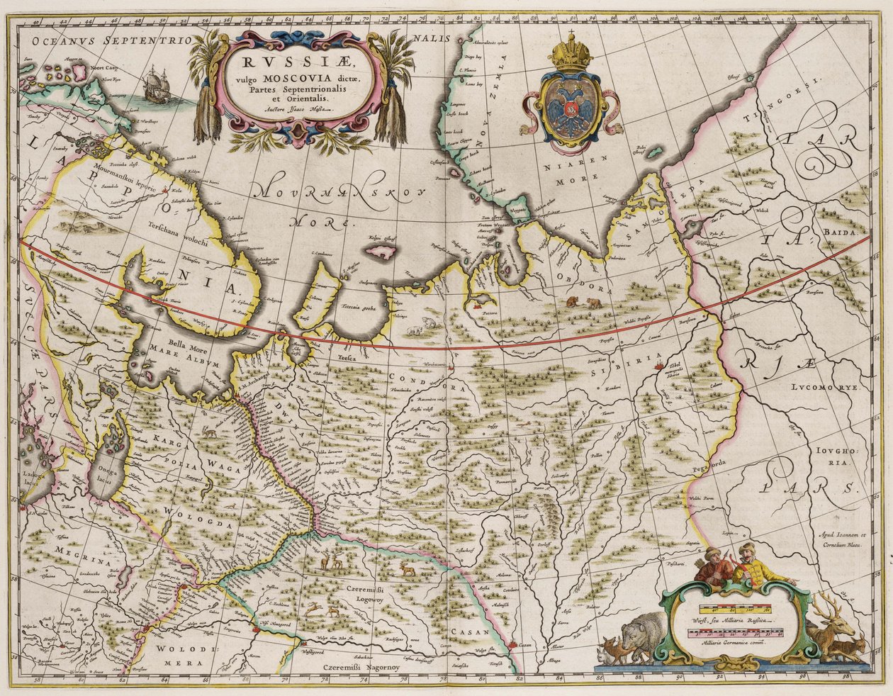 Karta över Ryssland Från: Norra och östra delarna, 1630-talet av Isaac Abrahamsz. Massa
