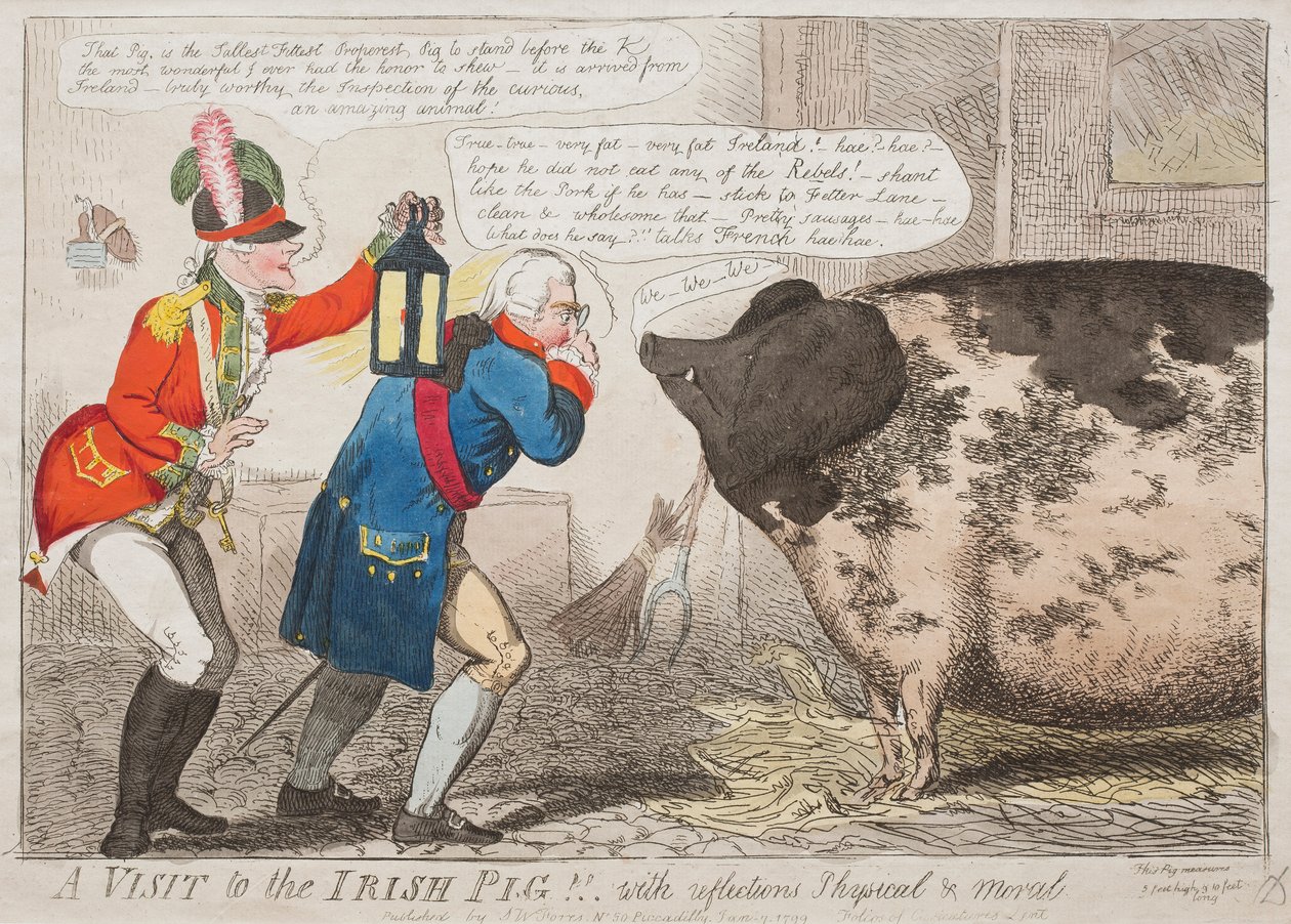 Ett besök hos den irländska grisen!! Med reflektioner Fysiskt och moraliskt av Isaac Cruikshank