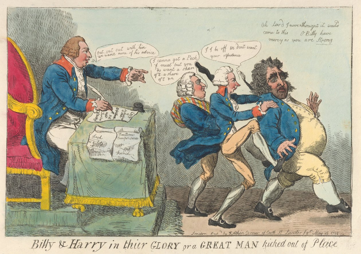 Billy & Harry in ihrer Pracht oder ein großer Mann aus seiner Position geworfen av Isaac Cruikshank