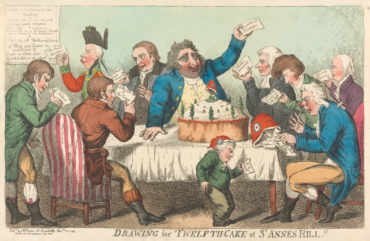 Zeichnung für den Zwölften-Kuchen in St. Annes Hill av Isaac Cruikshank