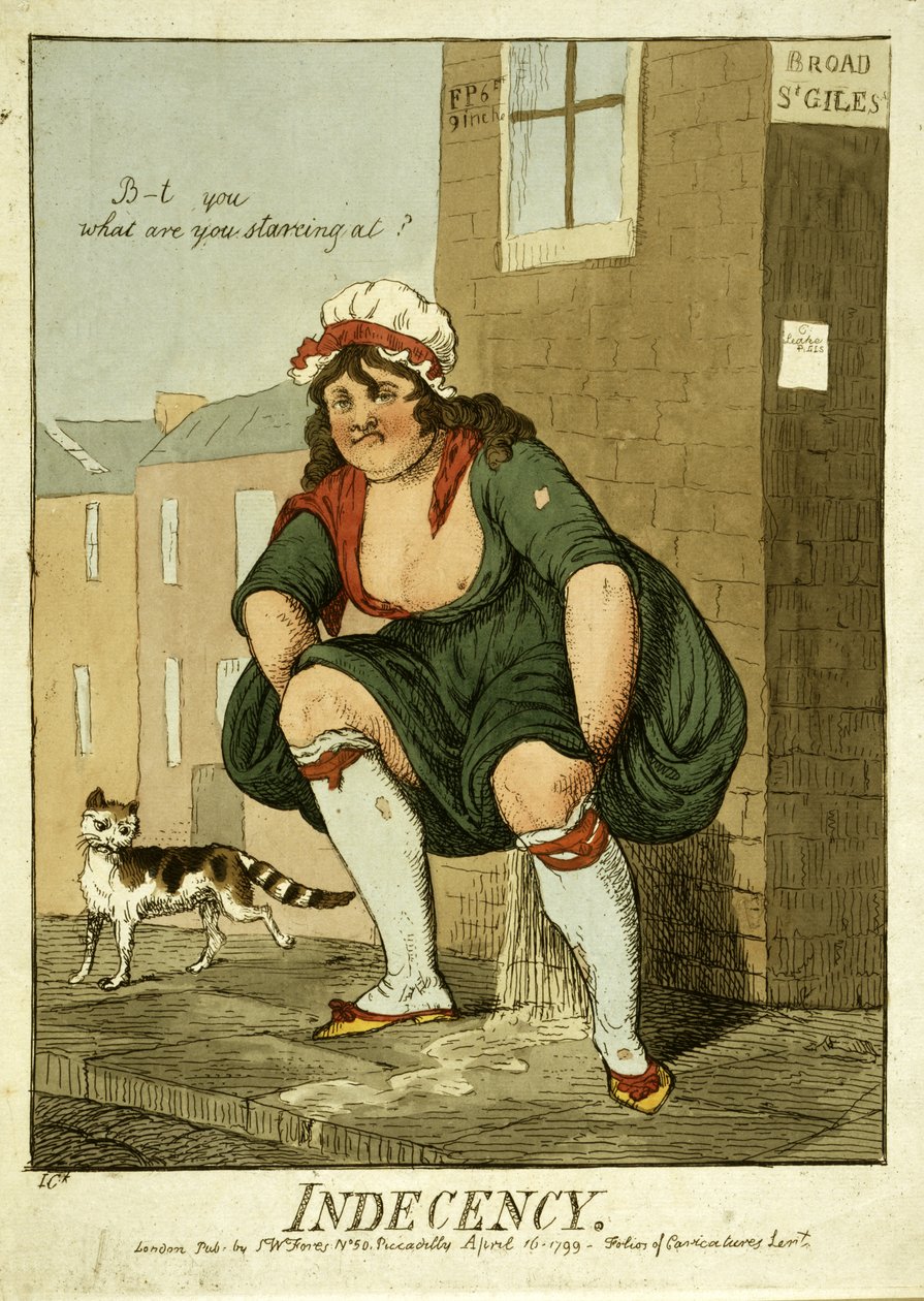Oanständighet, 1799 (handkolorerad gravyr) av Isaac Cruikshank